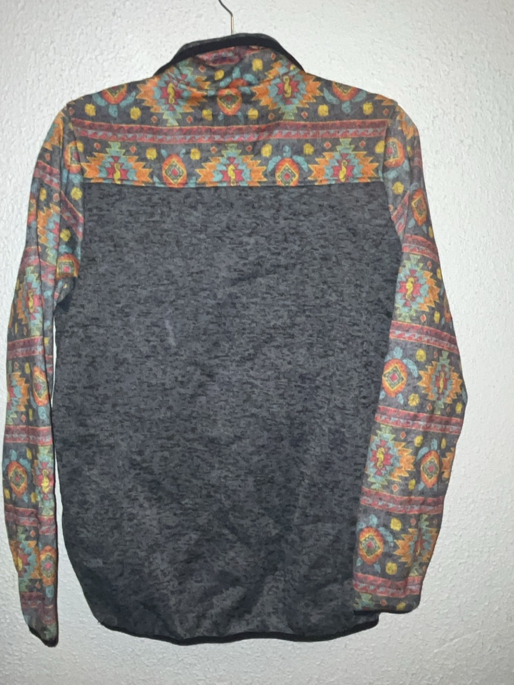 Simply Southern Gray Fleece Pullover with Multicolor Aztec Yoke - Picture 2 of 2